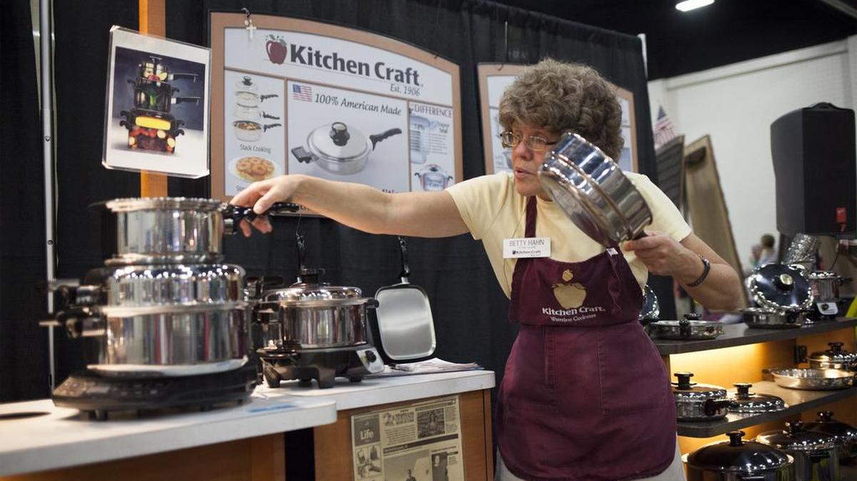 Betty Hahn, a salesperson with Kitchen Craft, gives a presentation at The Horry Georgetown Home Builder's Association Home & Outdoor Living Show in this file photo.