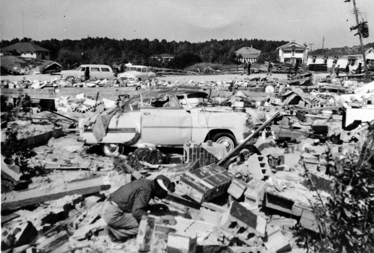 The Cherry Grove Post Office after Hurricane Hazel. 10/1954 Photo courtesy of Ann Welborn