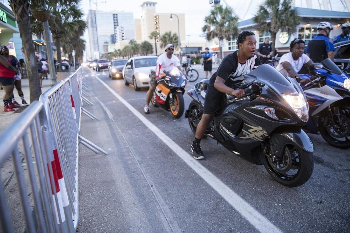 Bikefest got into full gear in Myrtle Beach on Saturday as visitors cruised on bikes, played in the sand, and walked between barricades on Ocean Boulevard. Saturday, May 26, 2018.