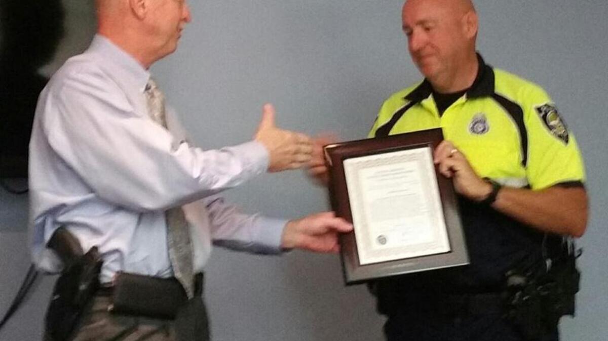 
Officer Timothy Balch was the recent recipient of the Life Saving Award for his effort in saving two occupants during an apartment building fire on July 5. 
