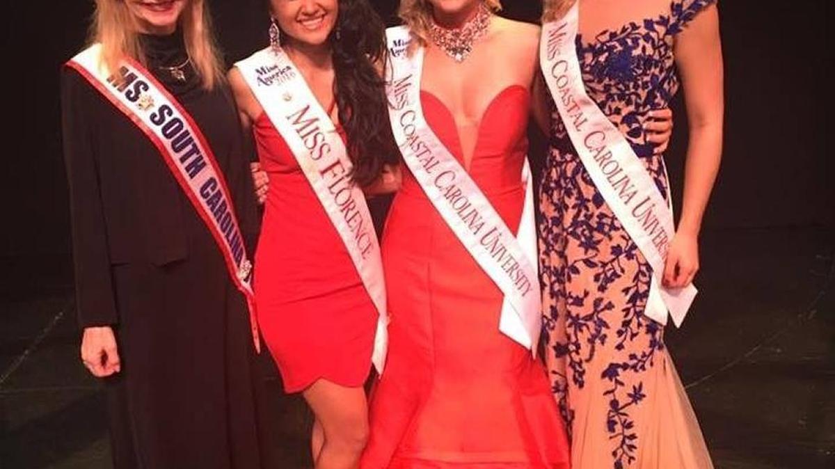 Awarded the title of Miss Coastal Carolina in Oct. 2016, Allura Westberry (second from right) has filed suit against the school and the Miss South Carolina pageant over issues regarding her age.