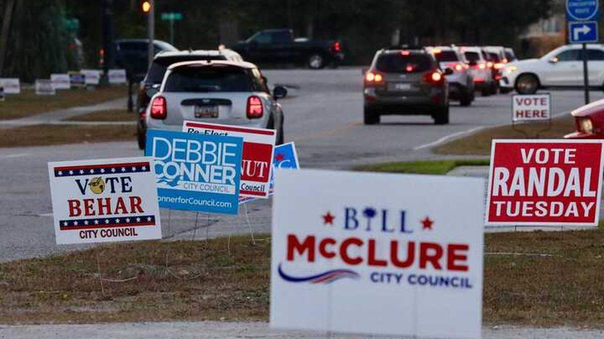 Campaign signs line 79th Ave. N in Myrtle Beach on Tuesday, Nov. 7, 2023.