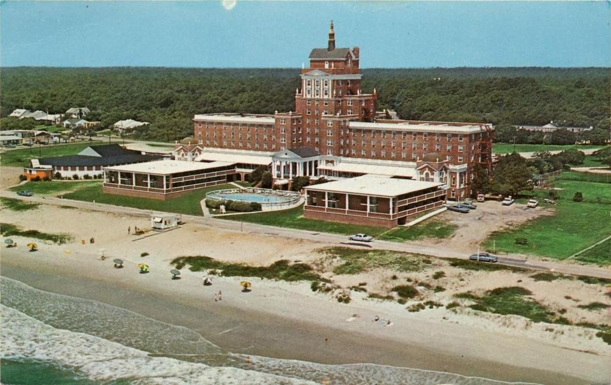 A picture of the Ocean Forest Hotel opened in 1930. The hotel was originally painted white.
