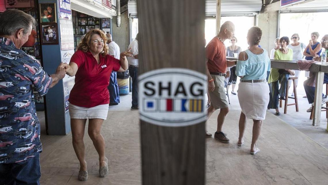 Shag dancers cut loose near a decal during a prior year’s Society of Stranders Spring Safari event in this 2017 file photo.