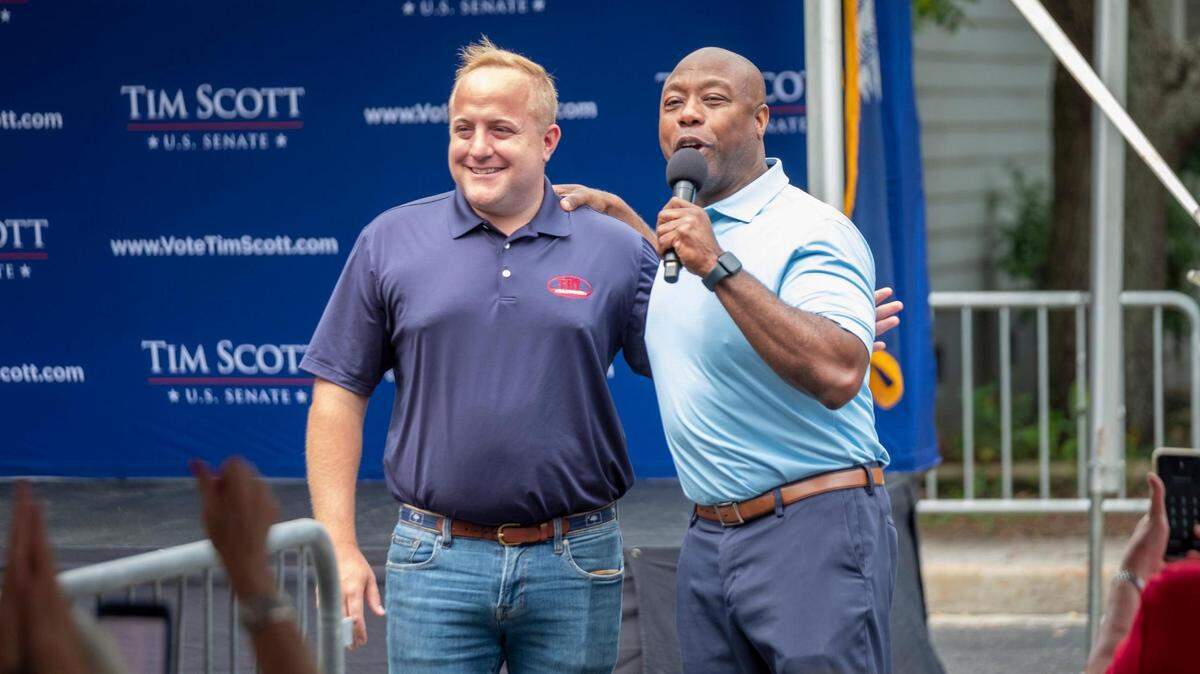United States Senator Tim Scott, R-S.C., kicked off his re-election campaigned along side S.C. Representative Russell Fry, Surfside Beach and Ellen Weaver, candidate for S.C. Superintendent of Education. Sept. 9, 2022.