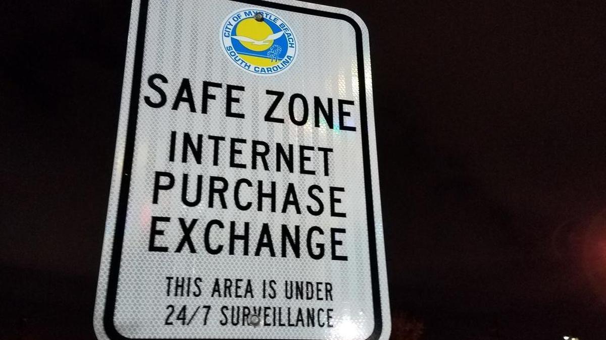 Safe zone signs were recently installed at the Ted C. Collins Law Enforcement Center, providing a secure spot for completing online sales and purchases.