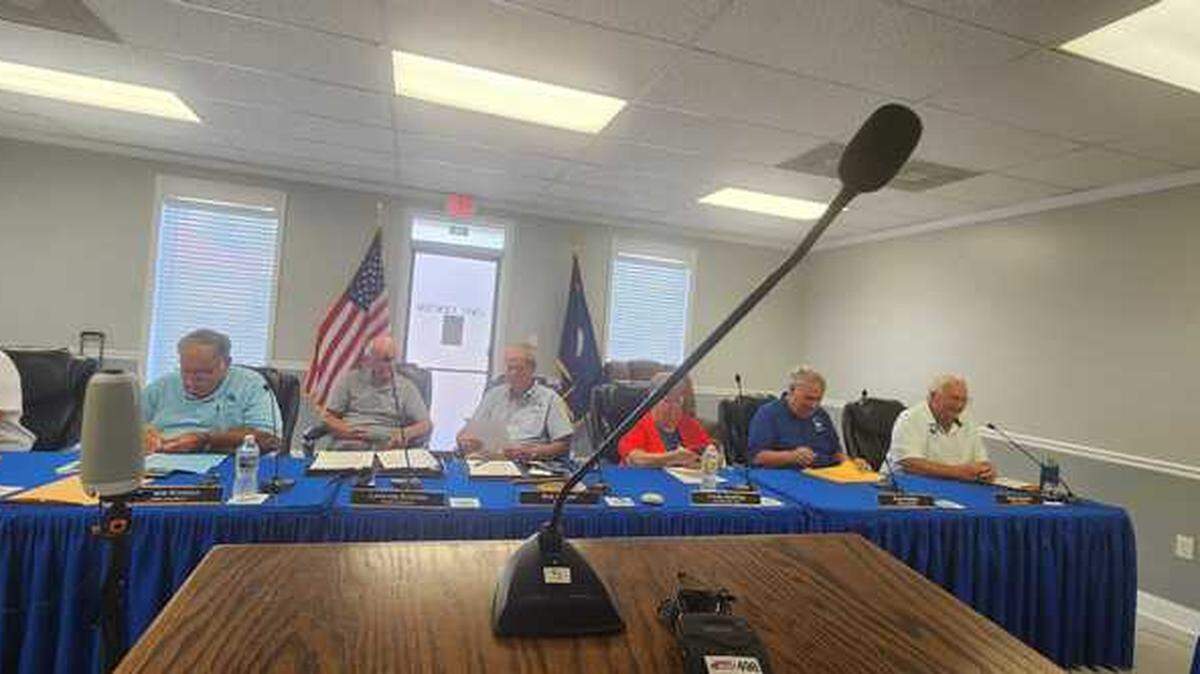 Members of the Surfside Beach Town Council prepare for a meeting on Aug. 8, 2023.