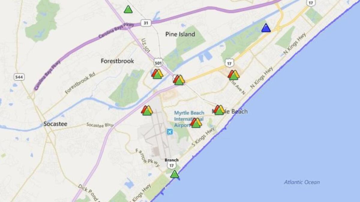 
The map of current outages in Horry County.
