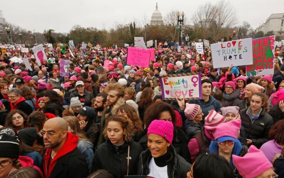 Thousands gather for the Women’s March on Washington, D.C., ending at the White House on Saturday.
