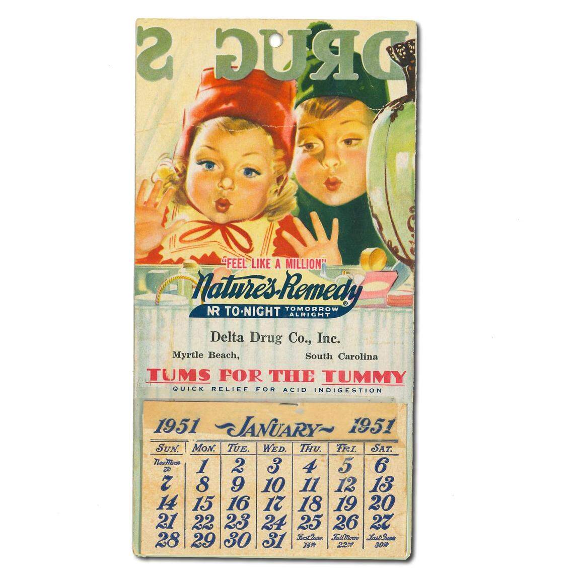 This 1951 pocket calendar was from Delta Drug Co., located for years in Myrtle Beach as the Grand Strand’s first pharmacy
