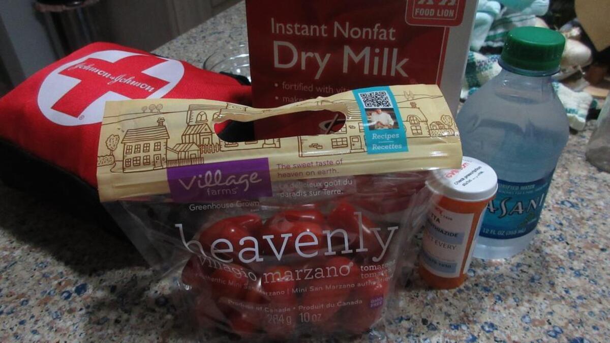 Several items recommended to keep in your home in the event of a hurricane.