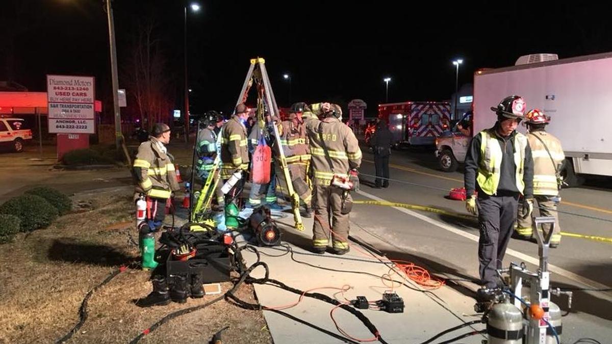 Authorities are attempting to locate three individuals who may be stuck in a storm drain at 1103 Third Avenue South in Myrtle Beach, according to a press release from Lt. Jonathan Evans with the Myrtle Beach Fire Department.