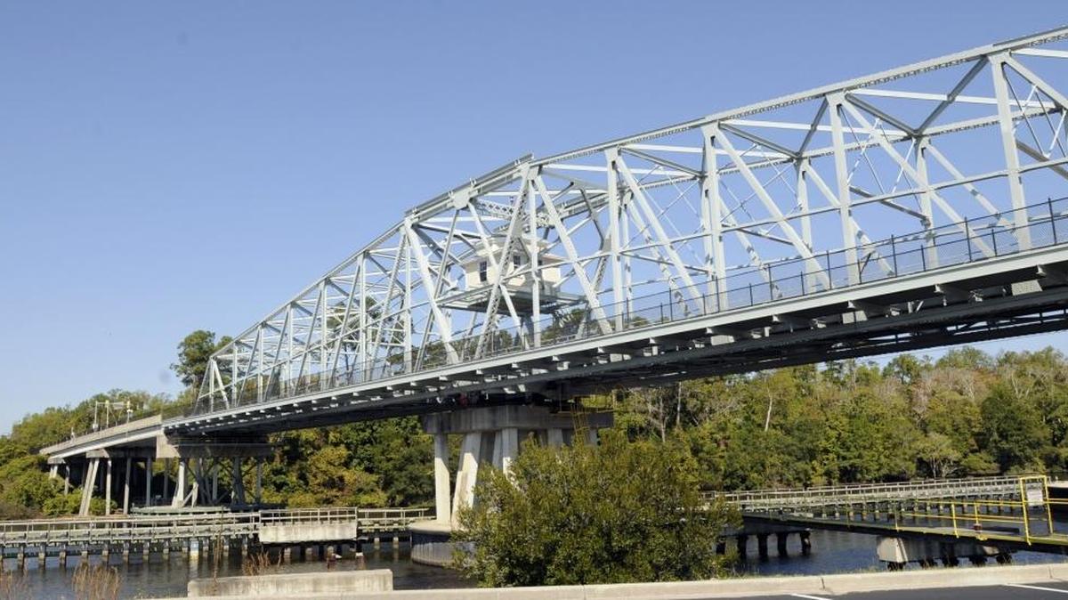 Pictured is the Barefoot Resort swing bridge.