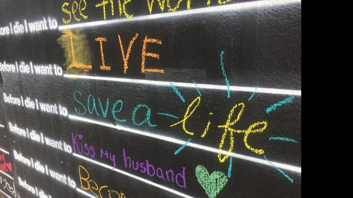 
Some expressions are written in chalk at an interactive wall asking “Before I die, I want to ... ,” through Sept. 29 outside the Franklin G. Burroughs-Simeon B. Chapin Art Museum in Myrtle Beach.
