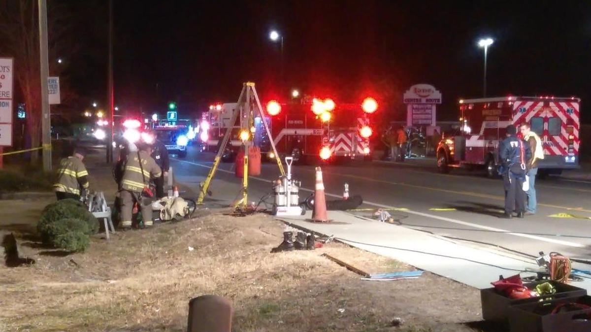 Myrtle Beach Fire Department personnel get prepared for possible confined space rescue operation Saturday night.