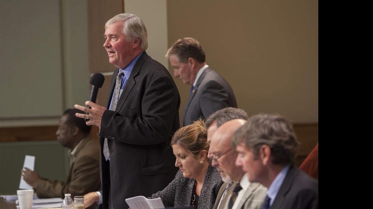 
Nelson Hardwick speaks to a crowd assembled to discuss HOA issues at a 2014 meeting in Conway. Hardwick has resigned his seat as representative of District 106 in the S.C. Legislature and area political hopefuls are now considering filing to fill his seat.
