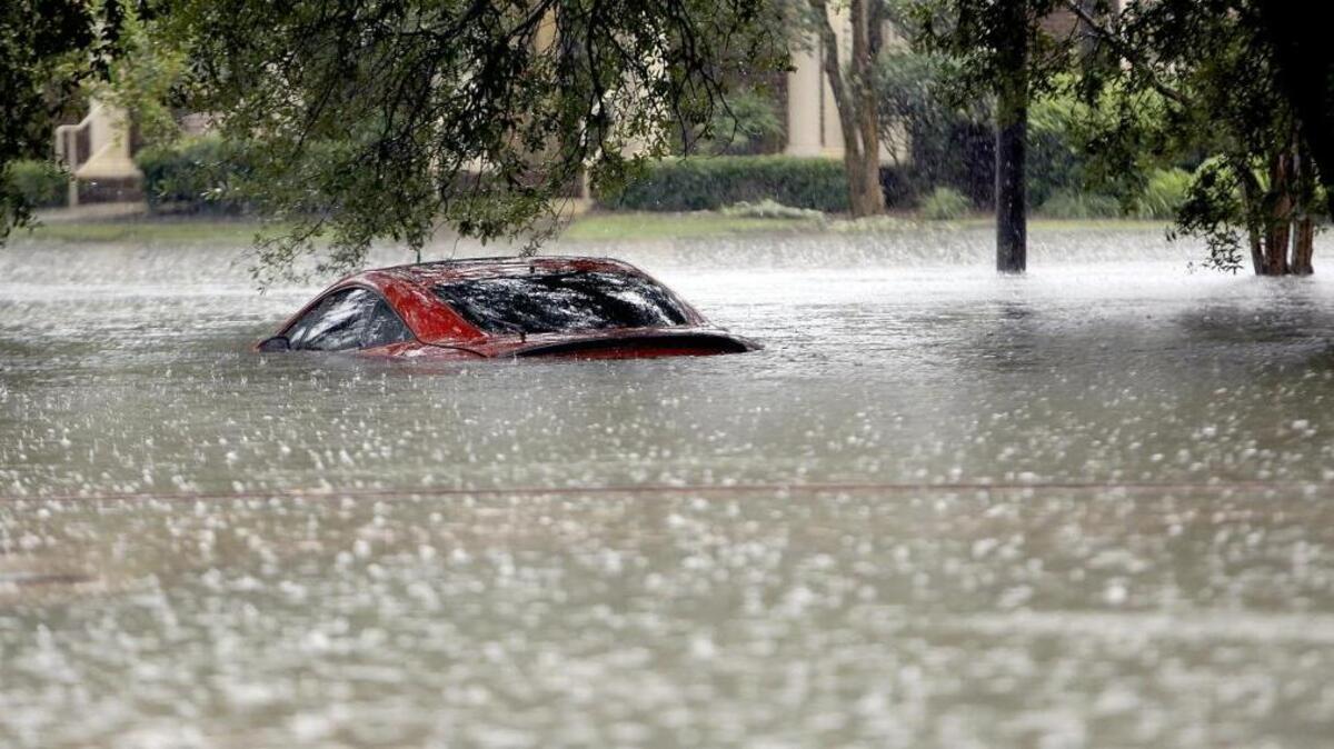 
Several cars are submerged in the flood throughout Georgetown on Sunday, Oct. 4, 2015.

