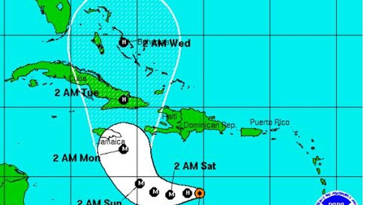 Hurricane Matthew is projected to turn north Sunday or Monday.