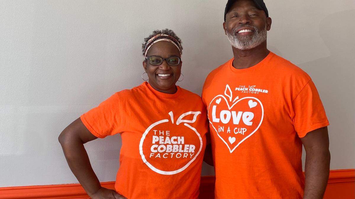 Tracey and Rod Adams, residents from Rockhill, will open a Peach Cobbler Factory location in Carolina Forest on November 12. October 13, 2022.