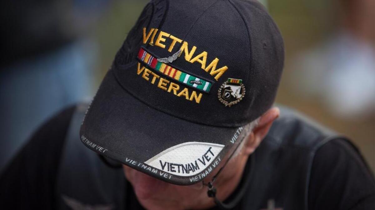 
Evans Kyser, a member of the Combat Veterans Motorcycle Association, wears his Vietnam Veteran's at the event in 2014.
