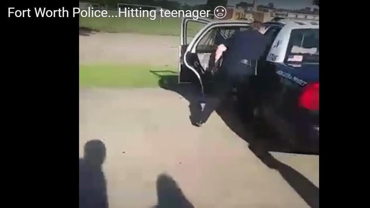 A screen shot from a video posted on YouTube that family members allege prove a Fort Worth officer assaulted their brother.