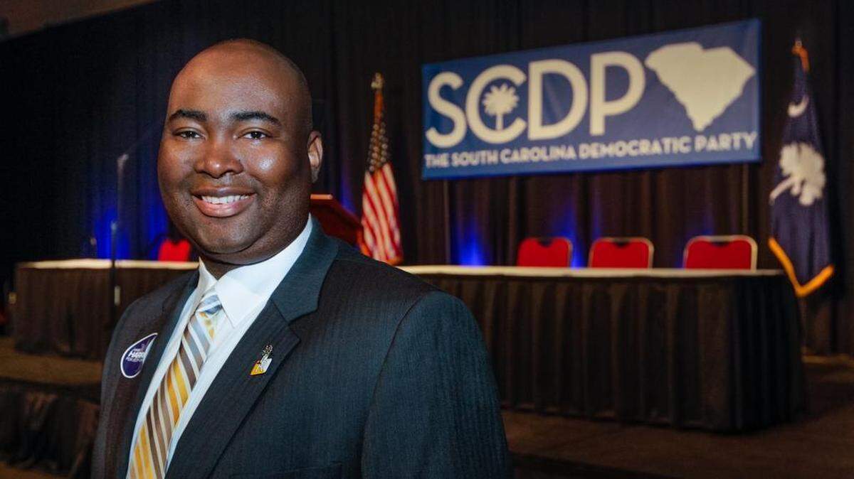 Democrats elected Jamie Harrison, an Orangeburg attorney and former Clyburn aide, as the new chairman of the SC Democratic Party. He is the first African American head of the SC Democratic Party. Friday night he attended the Jefferson Jackson Dinner.