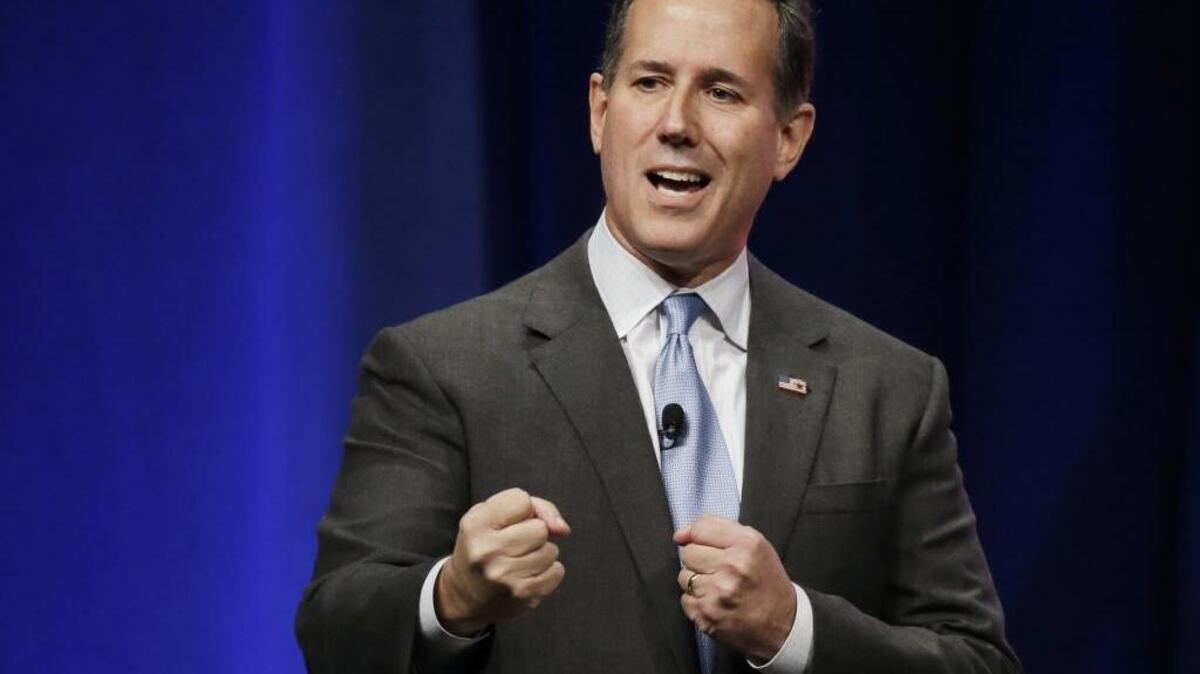 Republican presidential candidate Rick Santorum, addresses the Sunshine Summit in Orlando, Fla., on Nov. 14. Santorum (R-PA) will make his way to the Grand Strand on Monday.