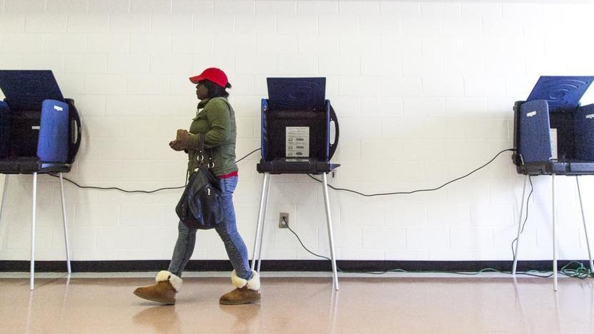 A voter leaves a polling booth after casting her ballot at the Mary C. Canty Recreation Center. Horry County residents voted in the Democratic primary Saturday.
