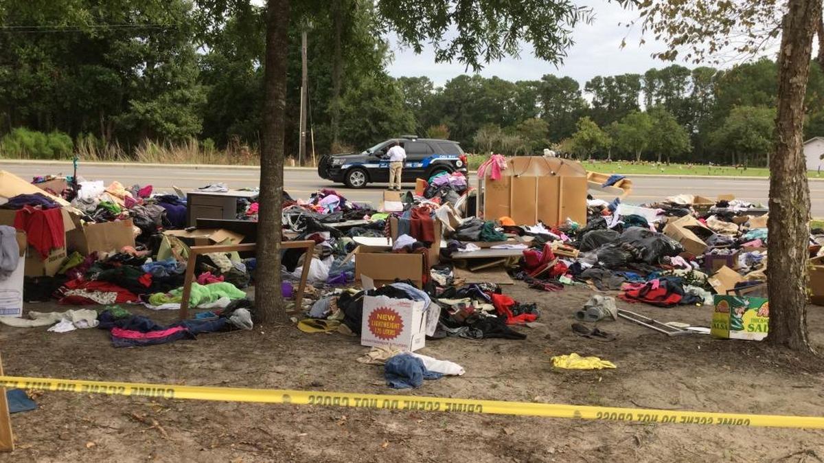 Clothes, furniture and other items were moved to the side of Robert Smalls Parkway in Beaufort after an eviction noticed was served at Vintage 154, a thrift store.