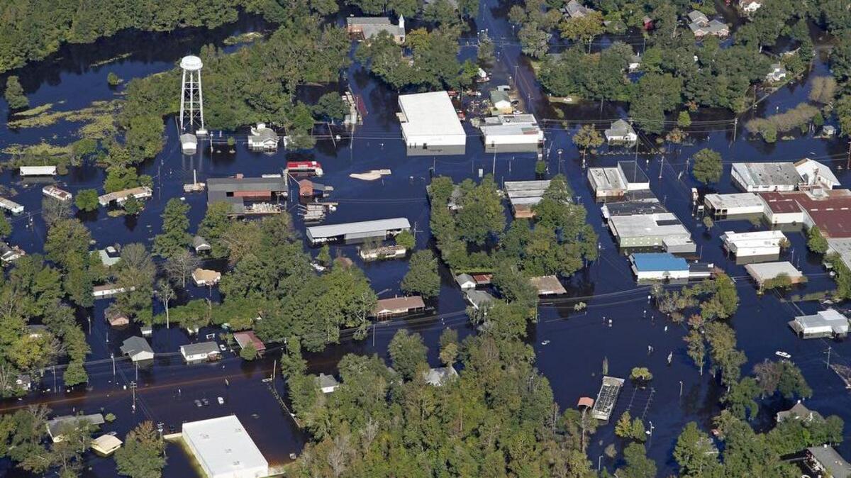The Marion County town of Nichols was swamped by downpours from Hurricane Matthew Saturday. This aerial view shows what the swollen Little Pee Dee and Lumber rivers did to the small town.