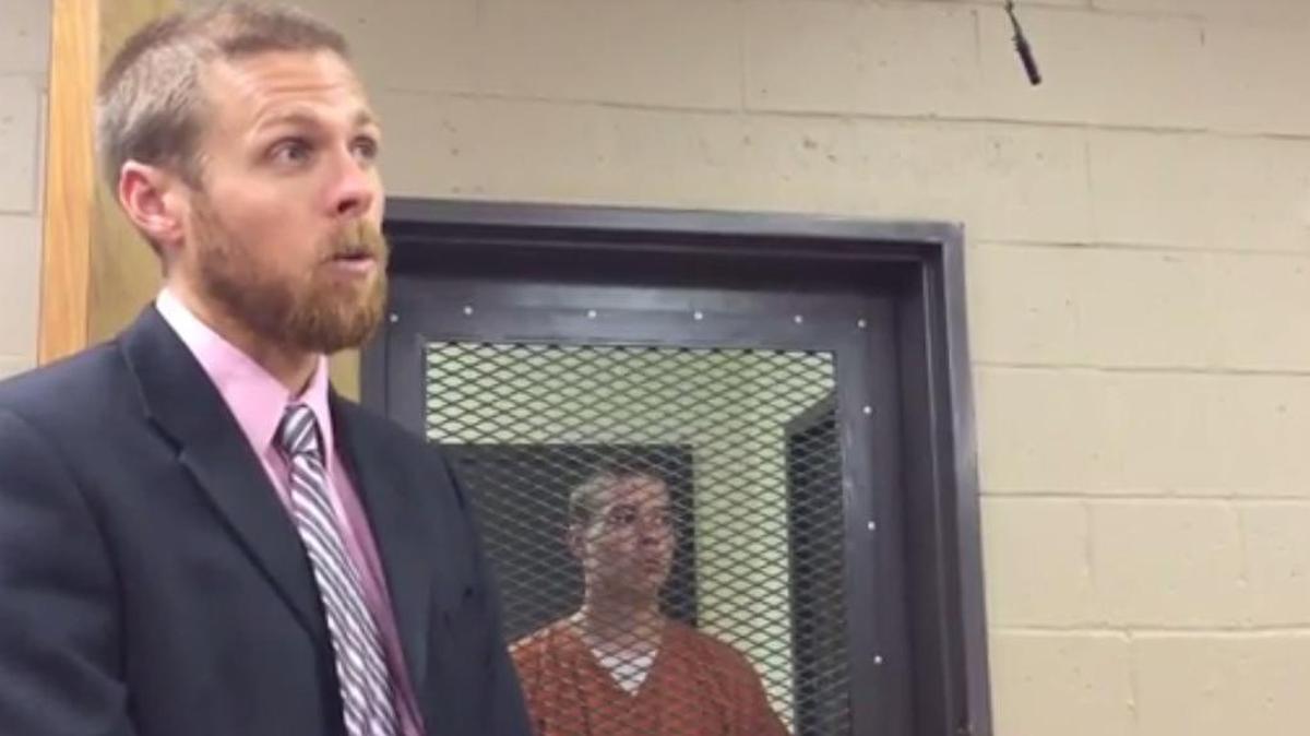 Bond hearing for Kyle Pratt (on right). His lawyer argues for bond.