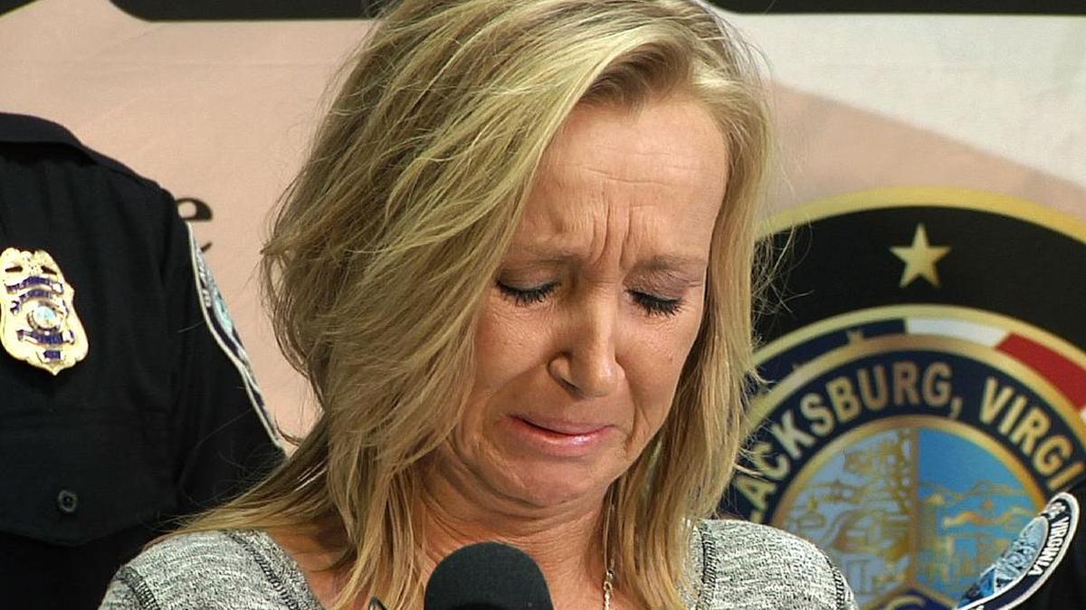 Tammy Weeks cries as she speaks to reporters on Feb. 2 in Blacksburg, Va., about her 13-year-old daughter, Nicole Lovell, who was kidnapped and murdered.