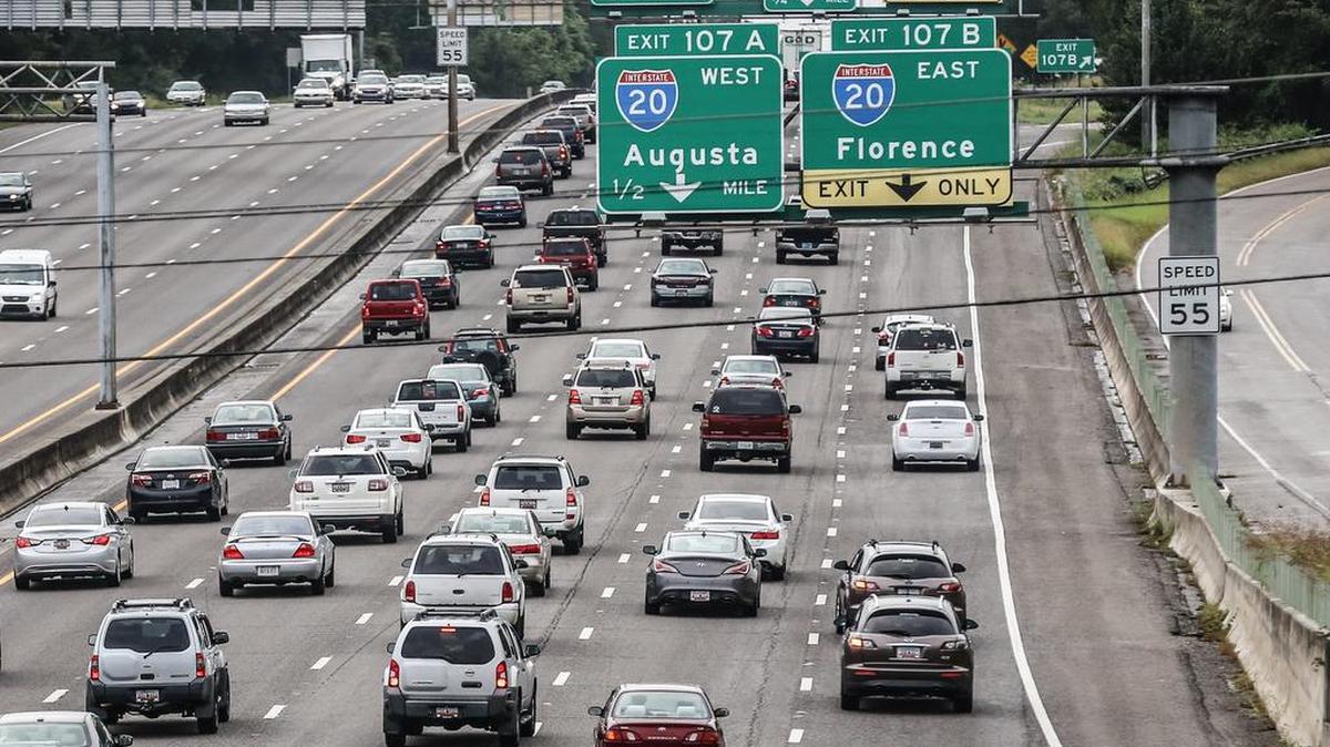 Cars try to merge on and off a portion Interstate 26 near Columbia during rush hour traffic in 2015.