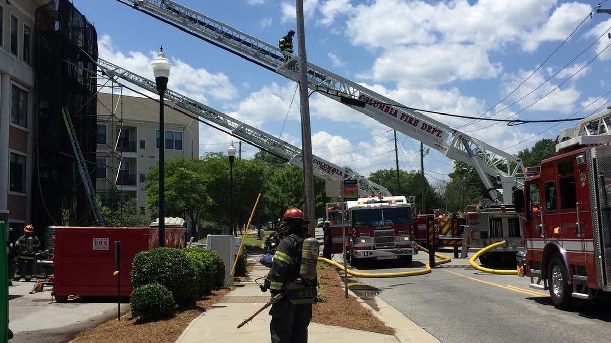 Columbia firefighters responded to a blaze at Aspyre apartments near USC on Tuesday.