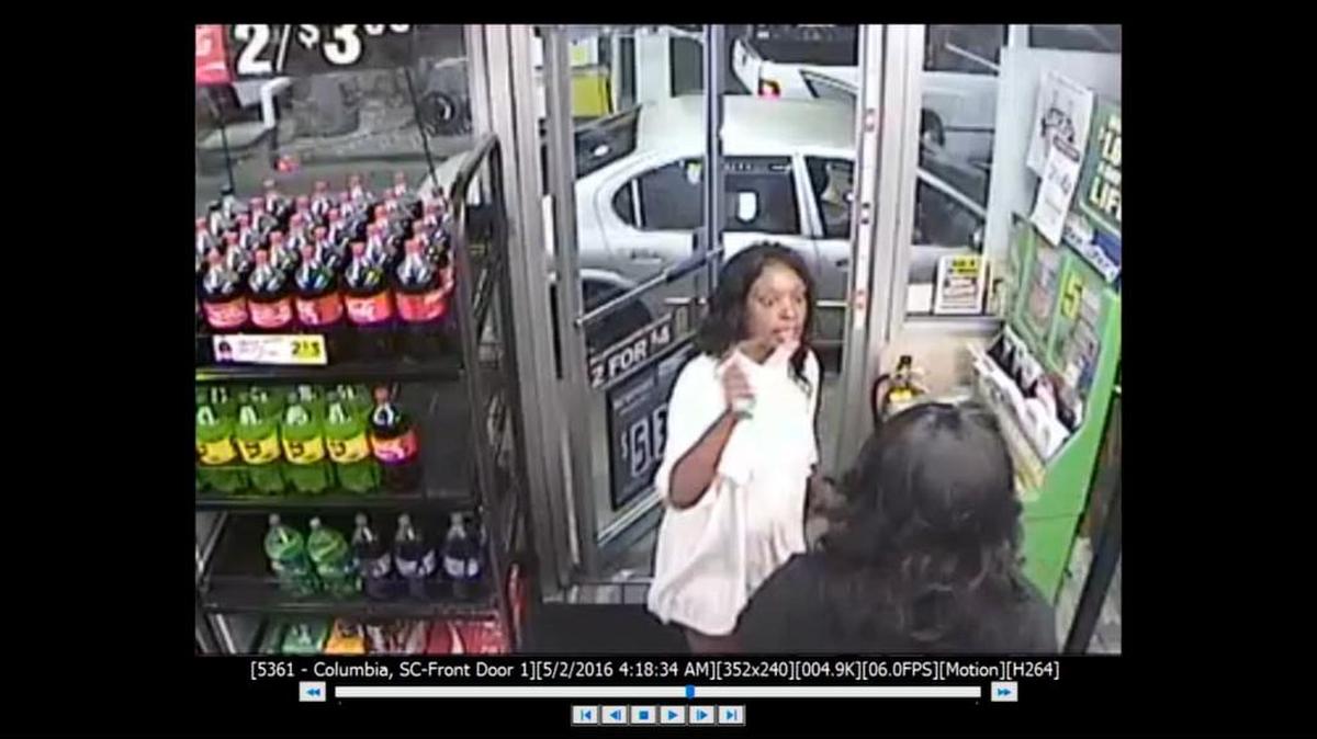 Annyona Smith enters Circle K store just before getting doused with burning chemicals