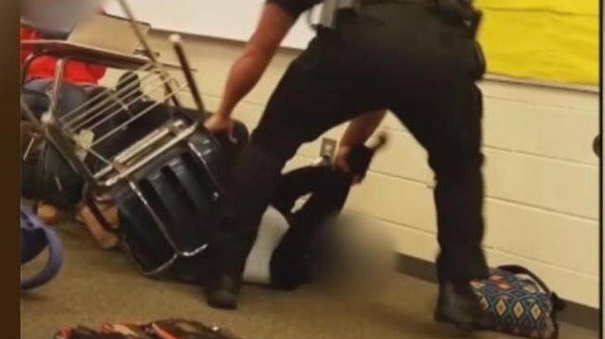A screenshot from a student-shot video of the Spring Valley incident.