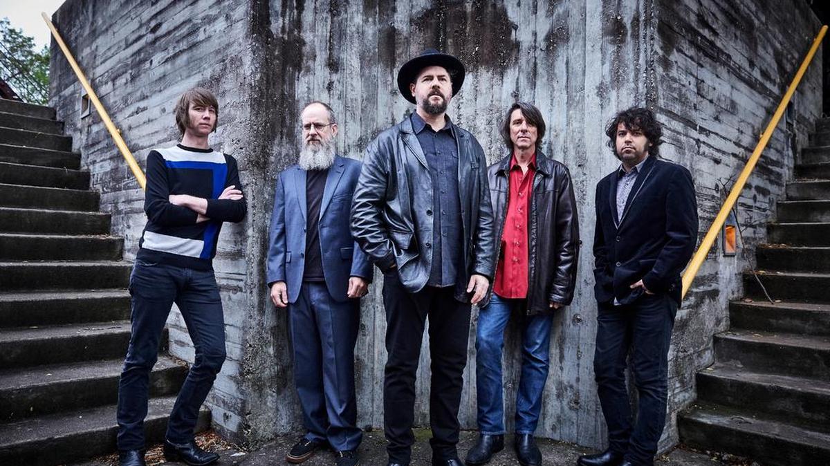 Drive-By Truckers’ Matt Patton, left, with Brad Morgan, Patterson Hood, Mike Cooley, Jay Gonzalez.