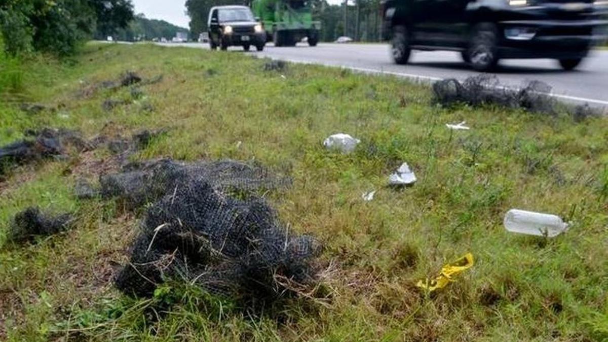 Roadside litter along the shoulder of U.S. 278 in Okatie, pictured in June 2016. On Sept. 22, 2016, a water bottle tossed out of a Bluffton school bus sparked an alleged assault.