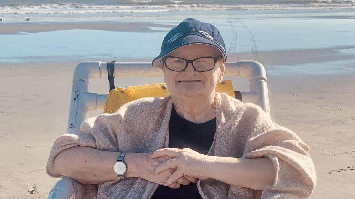 Saundra Holt, 75, of Drift, Kentucky, visited North Myrtle Beach on Oct. 30, 2023 as part of a family vacation so she could see the ocean. Holt has terminal colon and liver cancer.