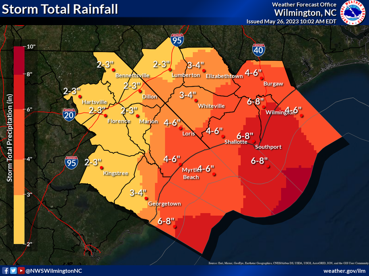 4-6 inches of rain are expected this weekend along the Myrtle Beach area coast, according to the latest weather briefing. 