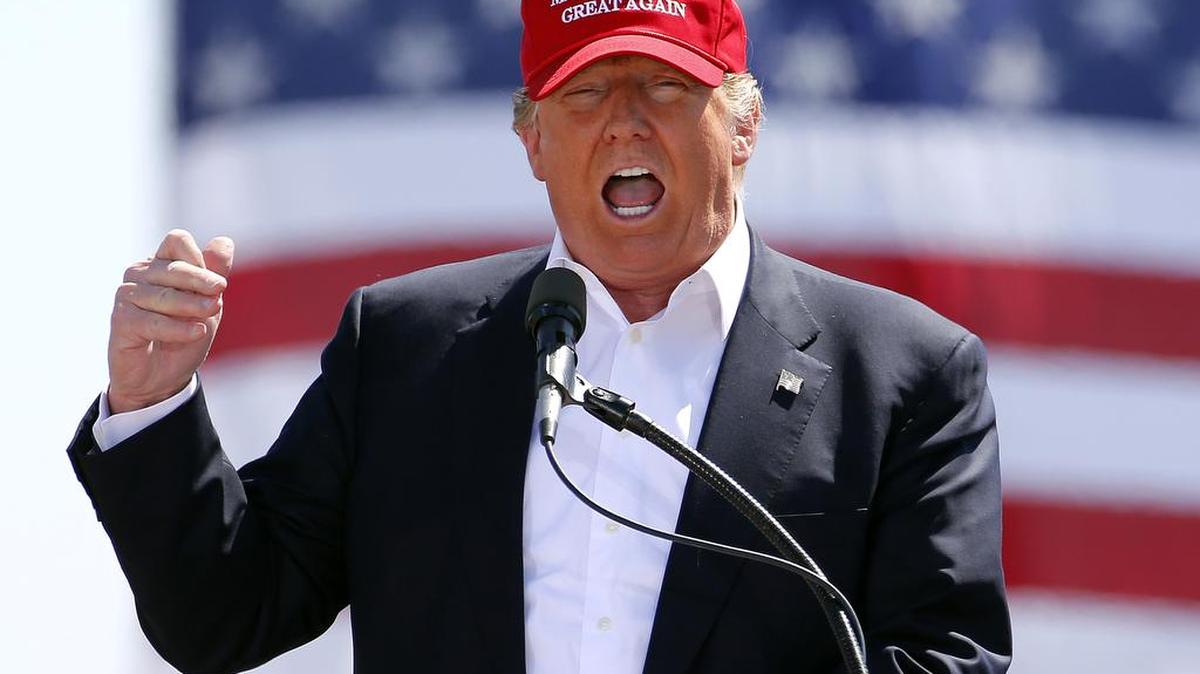Republican presidential candidate Donald Trump speaks during a campaign rally in Fountain Hills, Ariz.