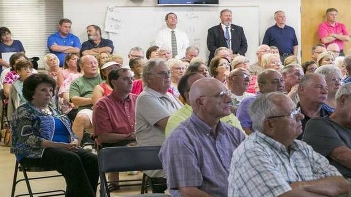 
County and state officials line the back wall of a meeting of the Carolina Forest Civic Association to discuss the RIDE 3 plan and their concerns with the current state of the roads in the area. | Photos by Jason Lee jlee@thesunnews.com
