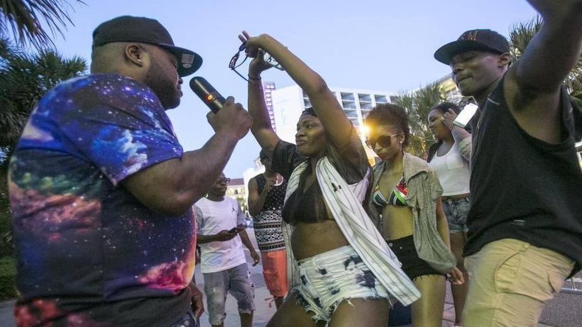 
Bikefest attendees dance on Ocean Blvd. Sights and Sounds from Atlantic Beach Bikefest in Myrtle Beach.

