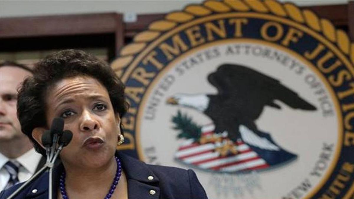 
U.S. Attorney General Loretta Lynch announces an indictment against nine FIFA officials and five corporate executives for racketeering, conspiracy and corruption at a news conference, Wednesday, May 27, 2015, in the Brooklyn borough of New York. Nine of the 14 that were indicted by the Justice Department are soccer officials, while four are sports marketing executives and another works in broadcasting. | 
