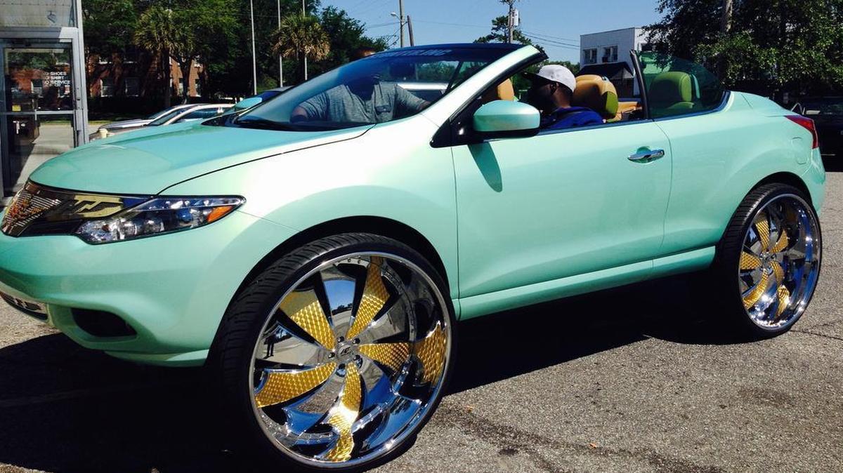 
Allen Boose drove this specialized Nissan Murano, with 32-inch silver and gold Amani wheels, from his home in Outer Banks, North Carolina. He didn’t attend last year’s Atlantic Beach Memorial Day Bikefest “because my car wasn’t ready.” It’s ready now. Boose was headed to a car show on Kings Highway in Myrtle Beach on Saturday morning.
