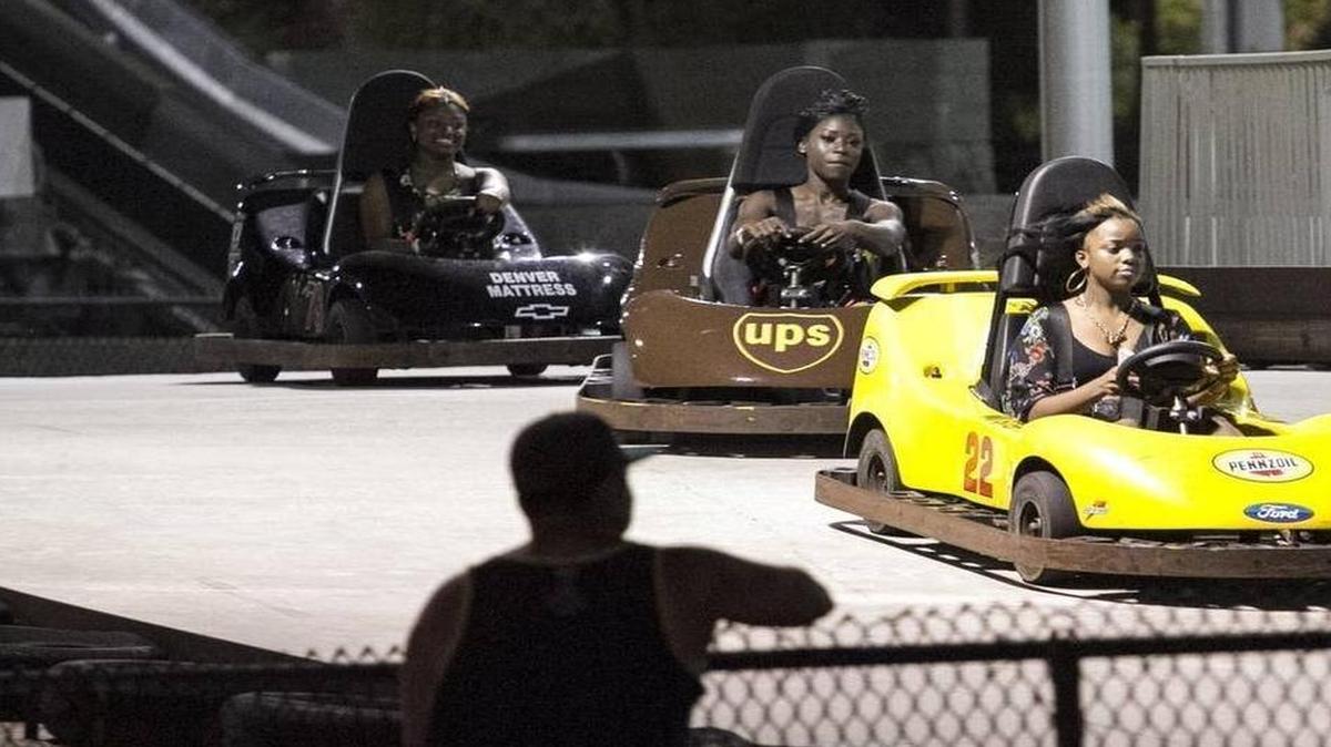 
Tourists ride bumper cars at Family Kingdom amusement park during Bikefest. Sights and Sounds from Atlantic Beach Bikefest in Myrtle Beach.

