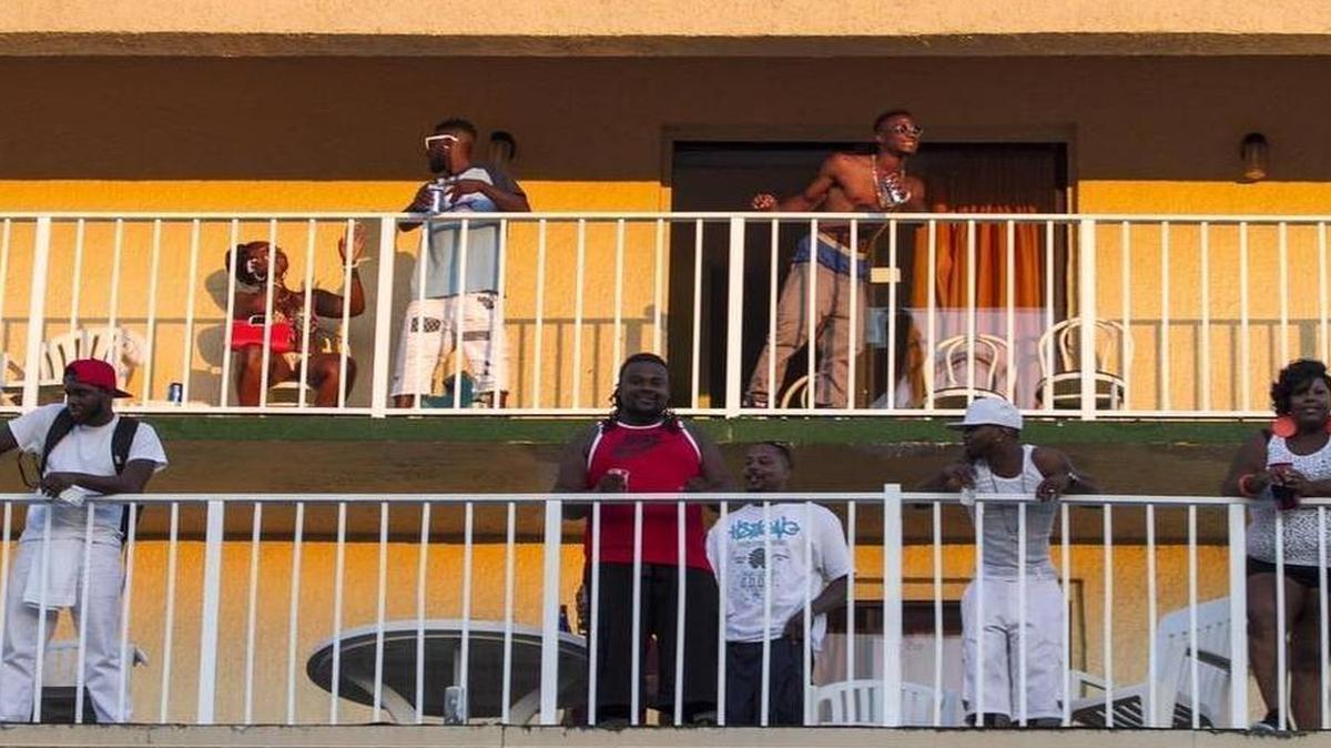 
This year’s law enforcement restraints means more time spent on balconies by Bikefest participants. Tourists and Myrtle Beach residents hang out on street view balconies watching, having parties, and even participating in the action below on Ocean Boulevard.

