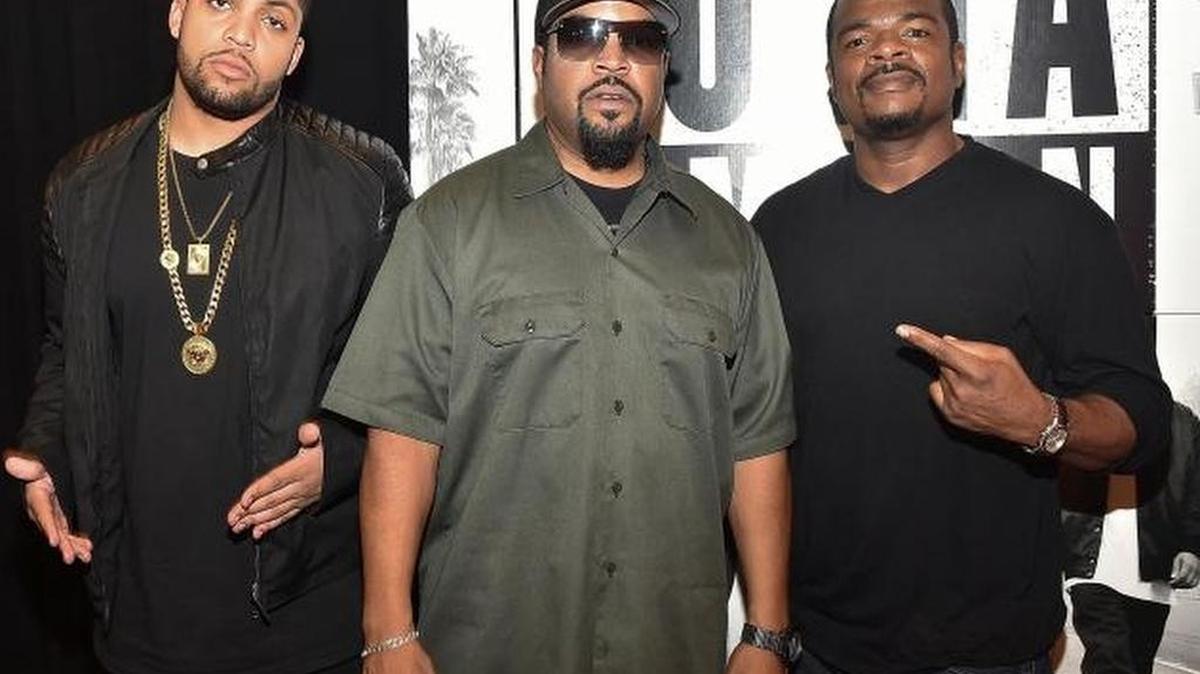 
O’Shea Jackson Jr., left, producer Ice Cube and director/producer F. Gary Gray attend the “Straight Outta Compton” VIP screening at Regal Atlantic Station in Atlanta on July 24, 2015. Also in attendance were executive producer Will Packer (not shown) and cast members.
