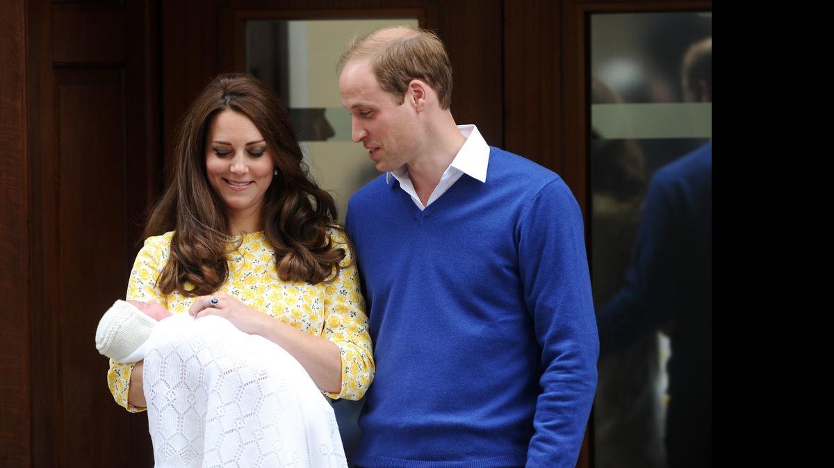 
Prince William The Duke of Cambridge and Kate Middleton The Duchess of Cambridge show off their new arrival the Princess of Cambridge on May 3 to the world outside the Lindo Wing of St. Mary's Hospital in Paddington, London. 
