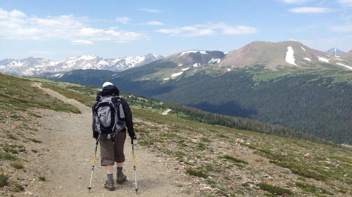 This July 20, 2014 photo shows a portion of the Upper Ute Trail in Rocky Mountain National Park in Colorado.
